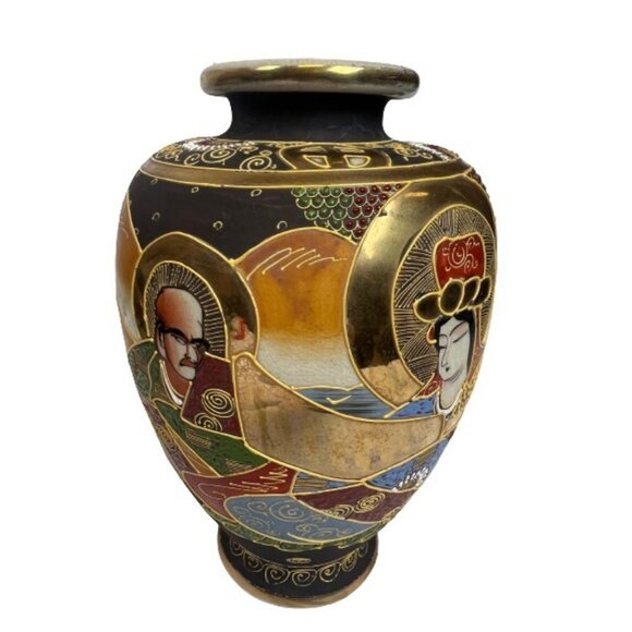 Early 20th Century Japanese Satsuma Vase In Hand Painted Ceramic Urn - Picture 1 of 5